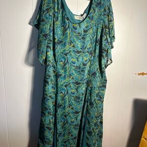 Roaman’s Peacock Feather Print Dress size 20